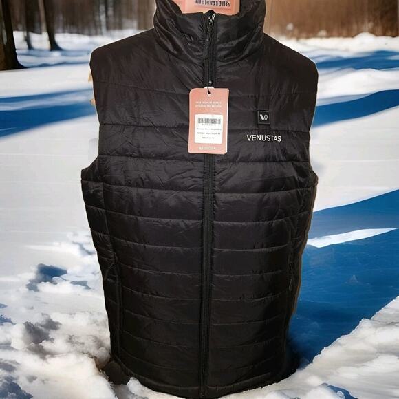 NWT Venustas Men's Heated Vest M2118 Black Medium W/ 7.4V battery Pack $189 - Picture 1 of 16